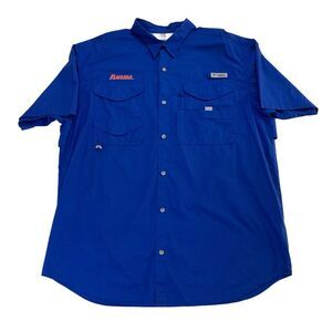Columbia PFG XL Florida Gators Blue Vented Fishing Shirt Outdoor Logo Gear